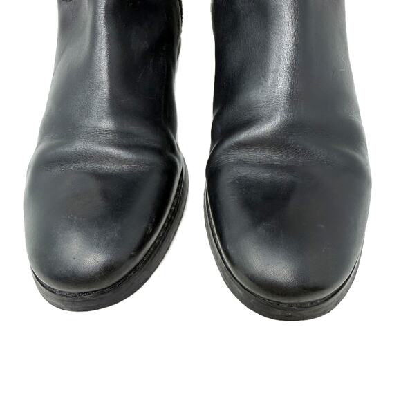 Michael Kors Hayley Riding Boots 7 M Black/Brown Leather Zip Up - Picture 8 of 16